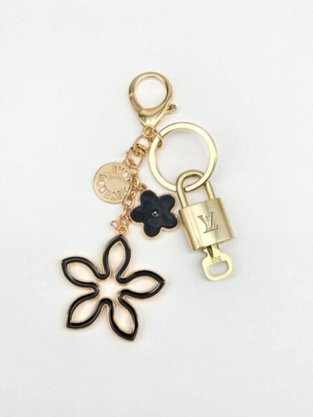 Authentic Louis Vuitton Gold Padlock 🔒 Key Set w/ Unbranded Clover Bag Charm - Picture 9 of 11